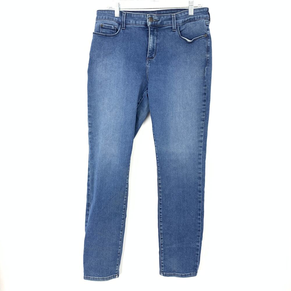 NYDJ Alina Legging Jeans Womens 12 Blue Lift Tuck Tech High Rise Faded Wash